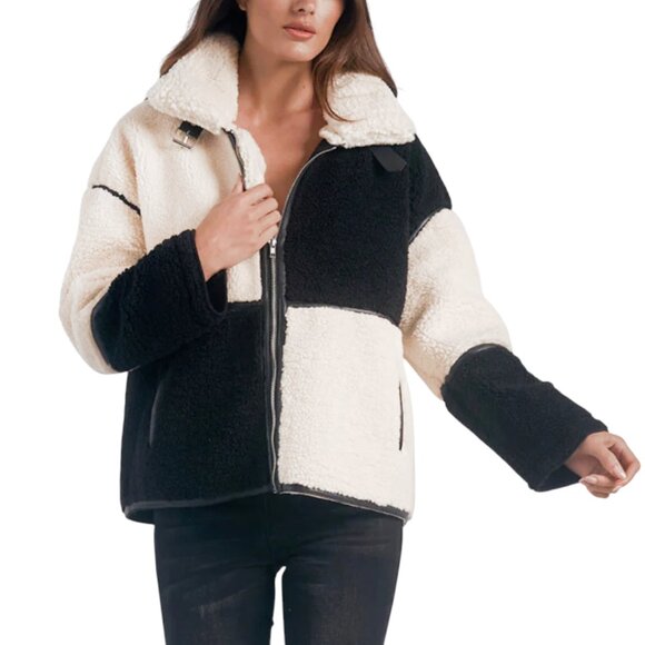 NEW ELAN STORM COAT SHERPA COZY CHIC WARM FALL STATEMENT LARGE - Picture 1 of 11
